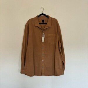 River Island Mens Size 3XL Dyed Twill Shirt in Stone Shacket NWT